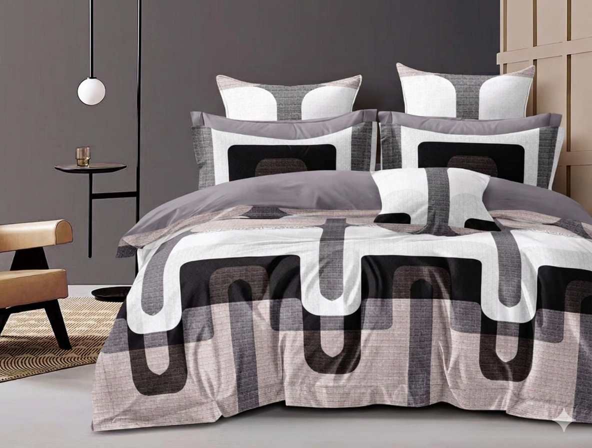Elegant Geometric Design Soft Queen Size Bedsheet